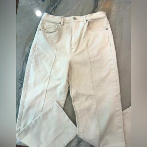 Loft straight leg cream jeans with pipping size 29